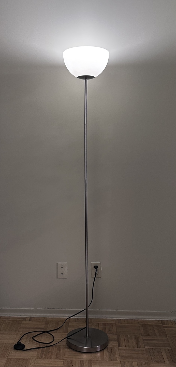 Modern Torchiere Floor Lamp – Silver Uplight with Foot Switch - photo 2