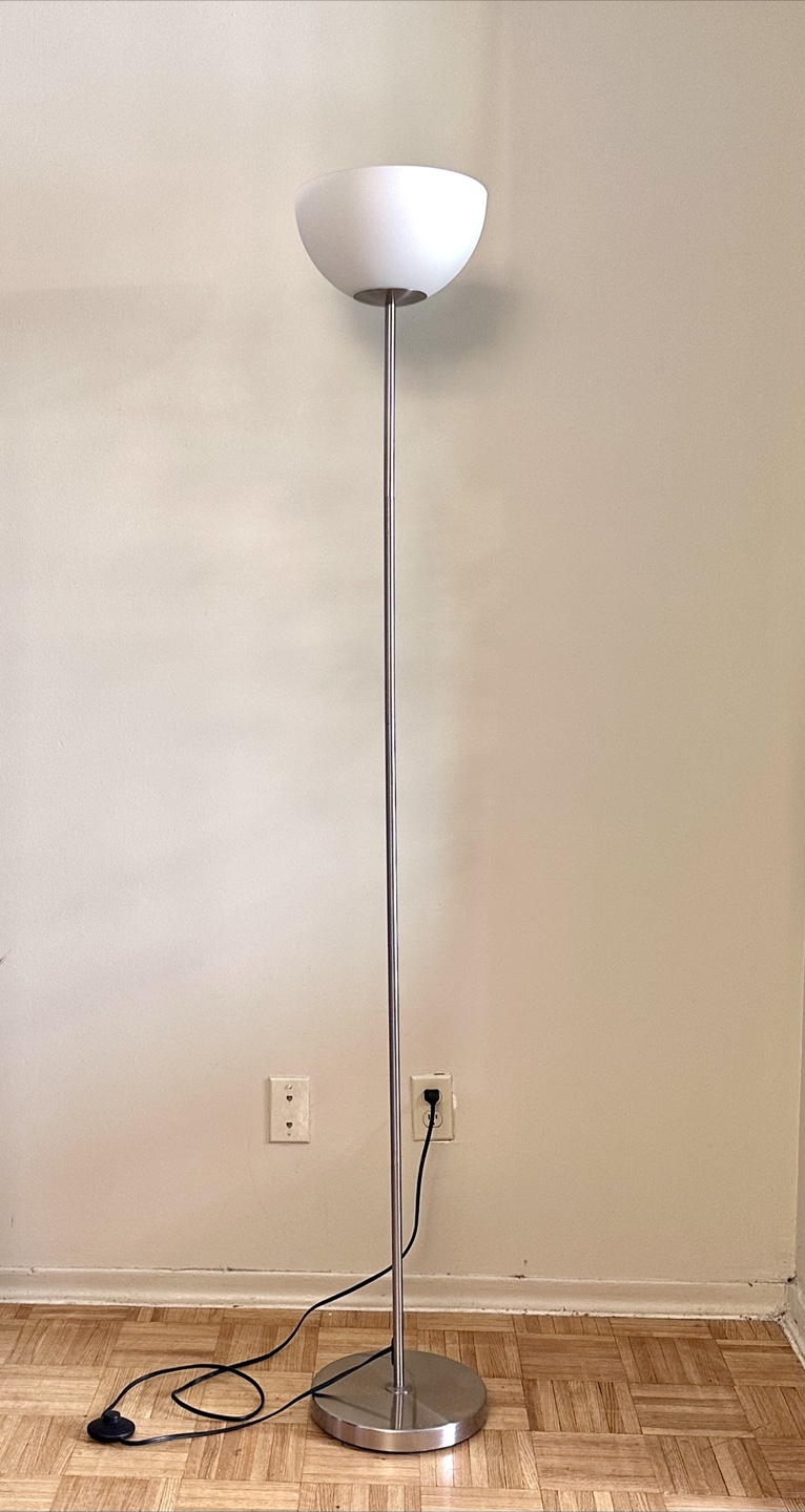 Modern Torchiere Floor Lamp – Silver Uplight with Foot Switch