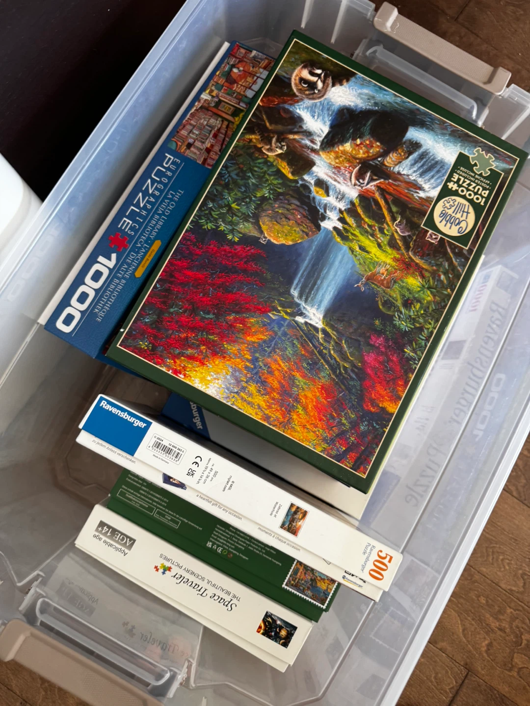 8 Assorted Jigsaw Puzzles with Storage Bin - photo 3