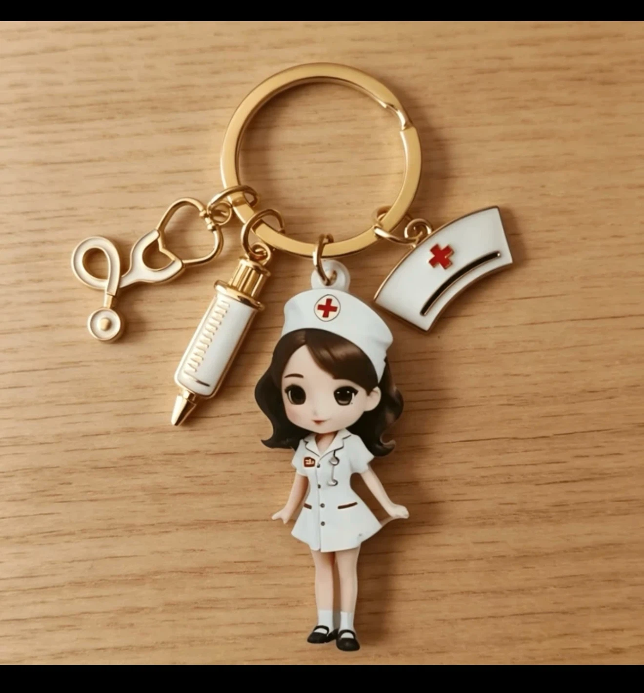 Nurse keychain with medical charms - photo 2