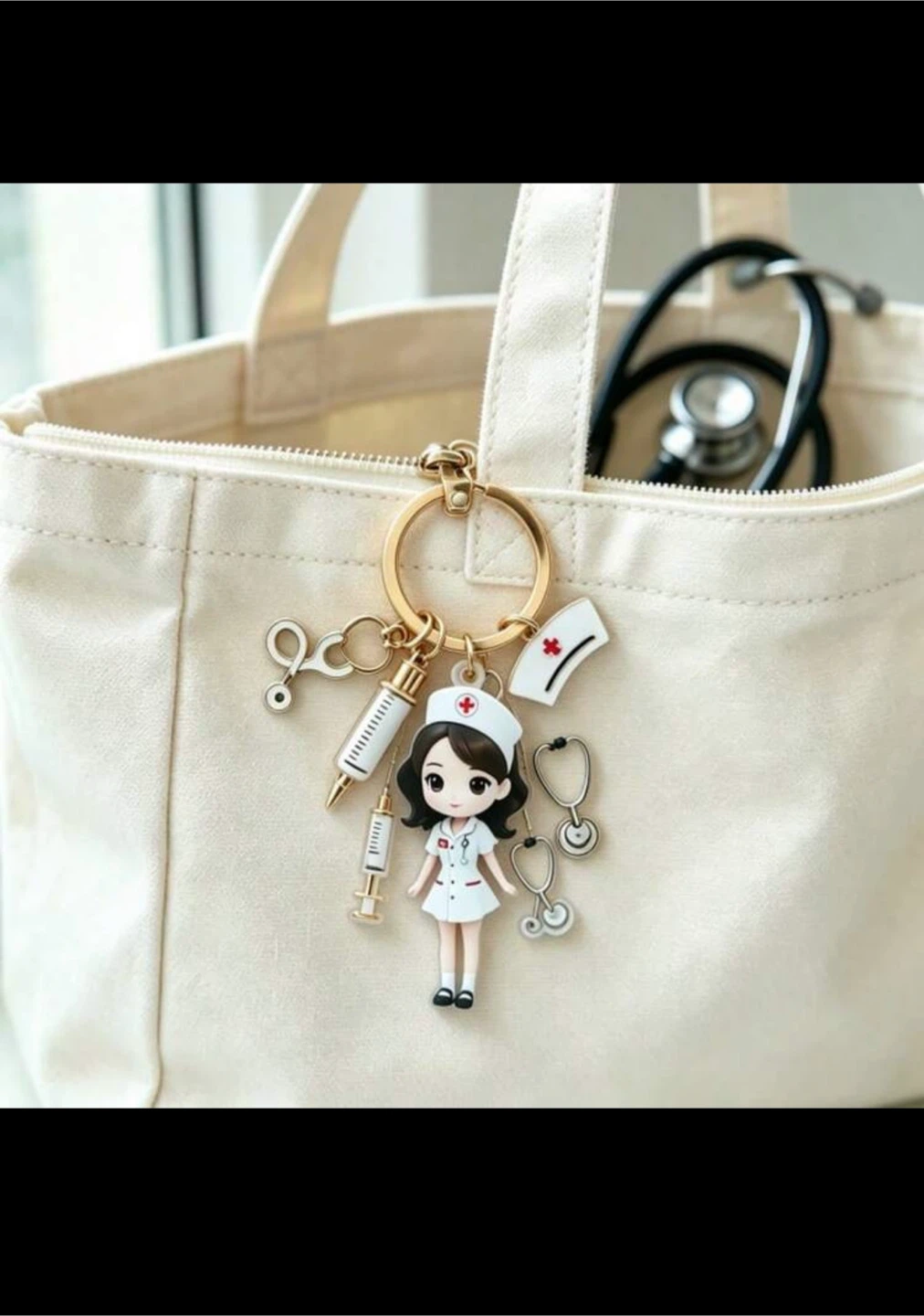 Nurse keychain with medical charms - photo 3