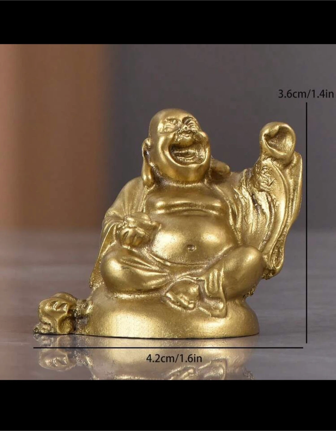 Set of 6 Mini Gold-Tone Laughing Buddha Figurines - photo 2