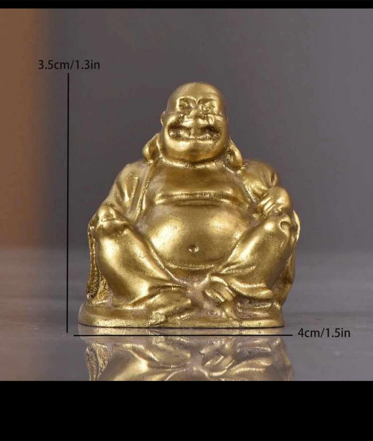 Set of 6 Mini Gold-Tone Laughing Buddha Figurines - photo 3