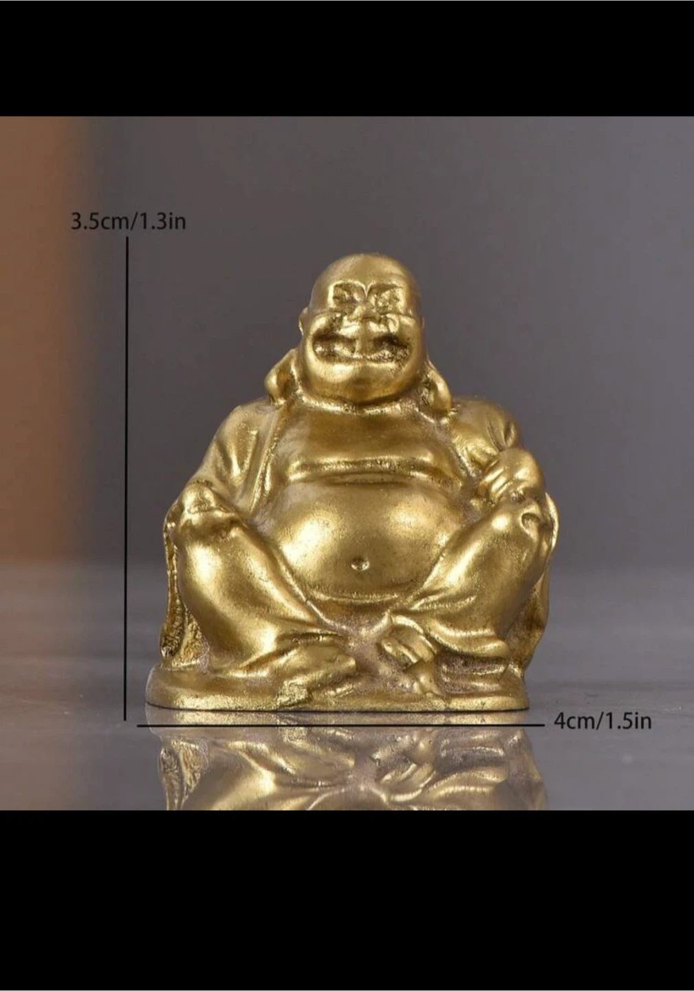 Set of 6 Mini Gold-Tone Laughing Buddha Figurines - photo 5