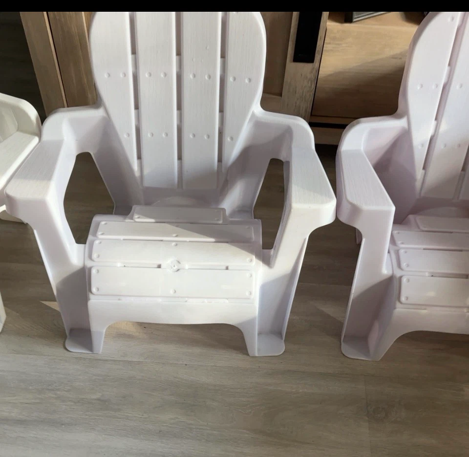 3 White Plastic Kids Adirondack Chairs