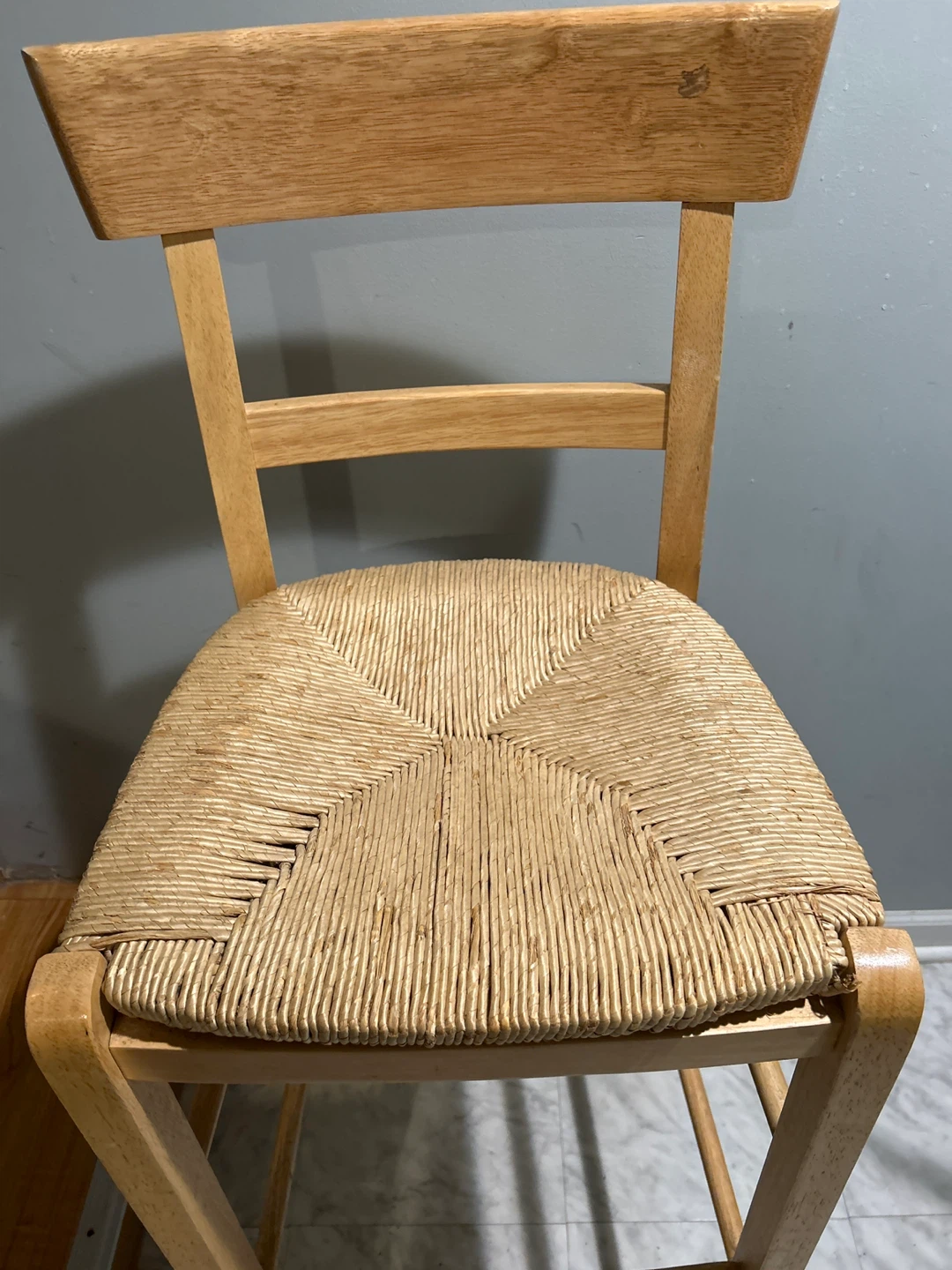 Wooden Bar Stool with Woven Seat - photo 2