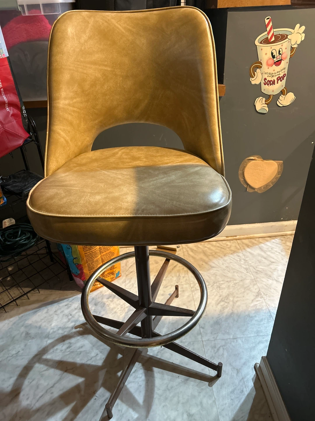 Vintage Mid-Century Modern Vinyl Bar Stool