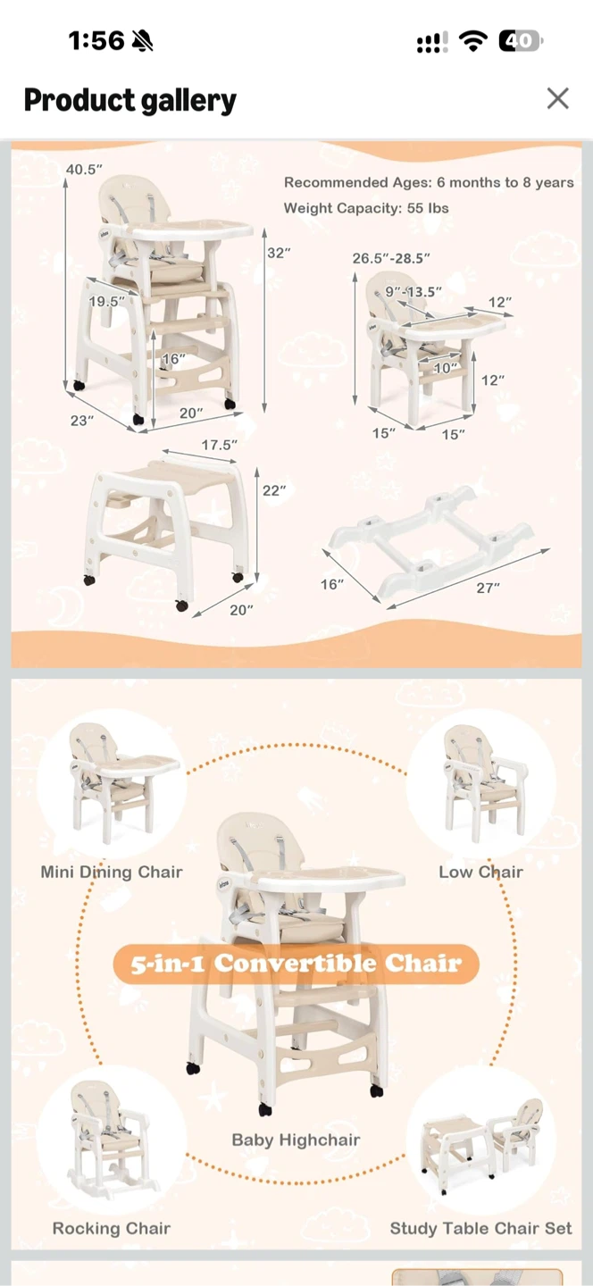 Infans 5-in-1 Convertible Baby High Chair - photo 2