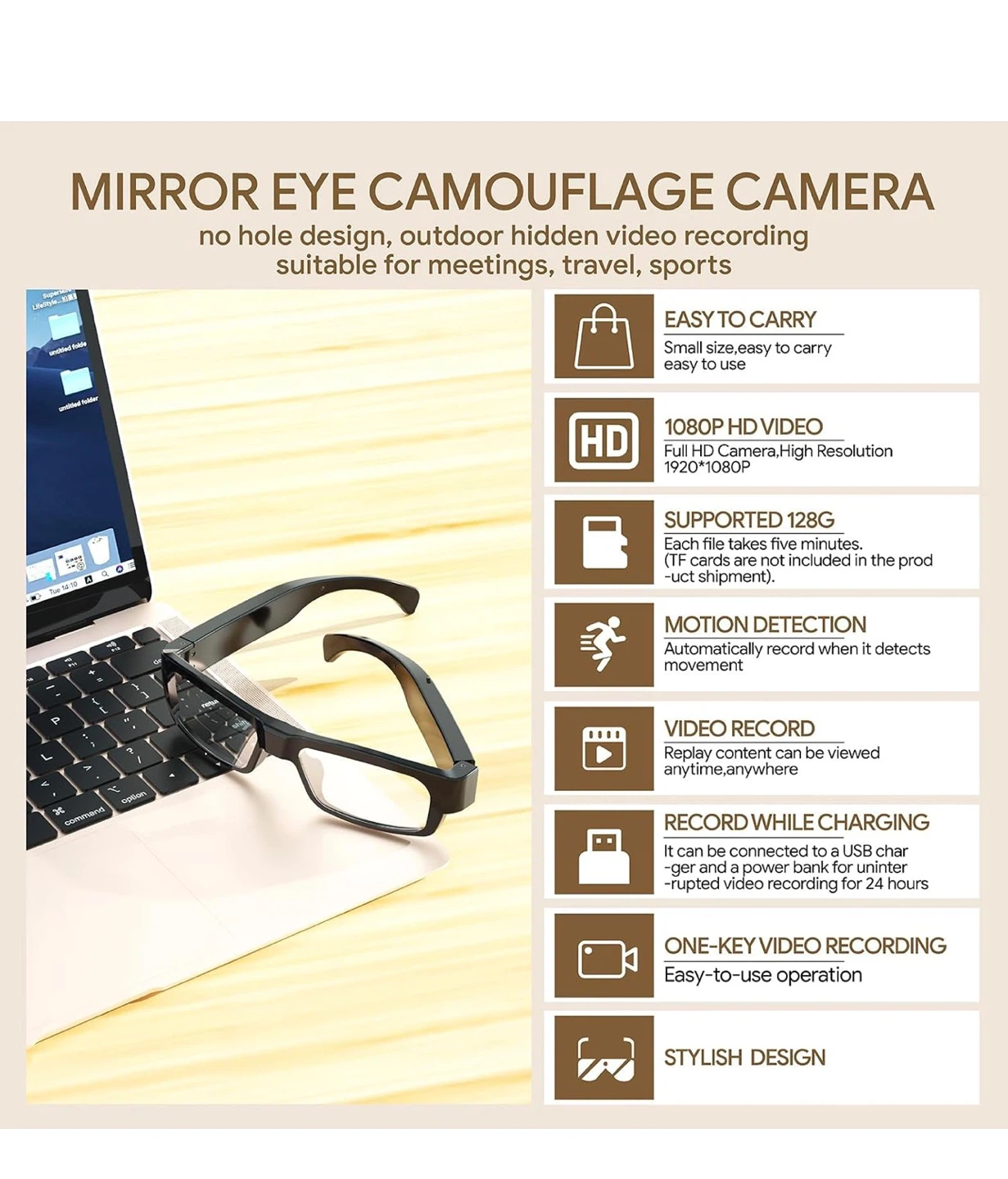 Mirror Eye Camouflage Camera Glasses - photo 4
