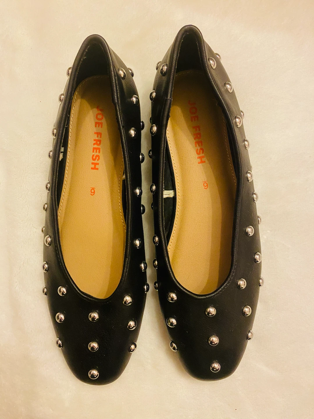 Joe Fresh Black Studded Flats - Size 6