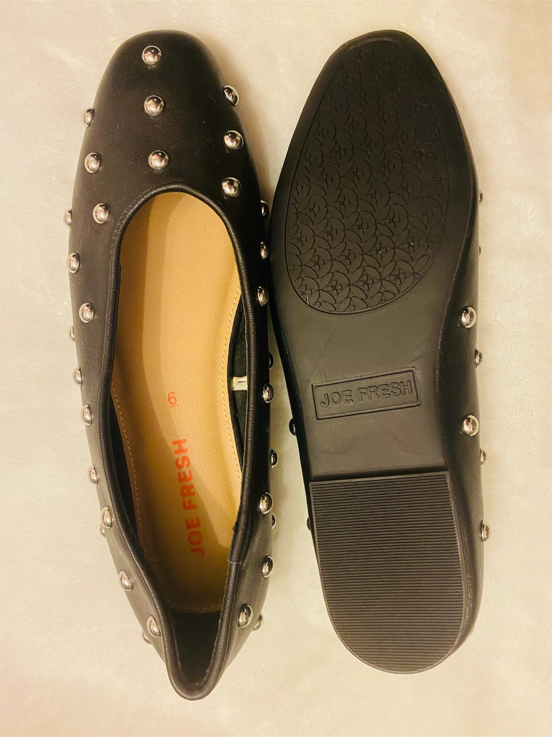 Joe Fresh Black Studded Flats - Size 6 - photo 2
