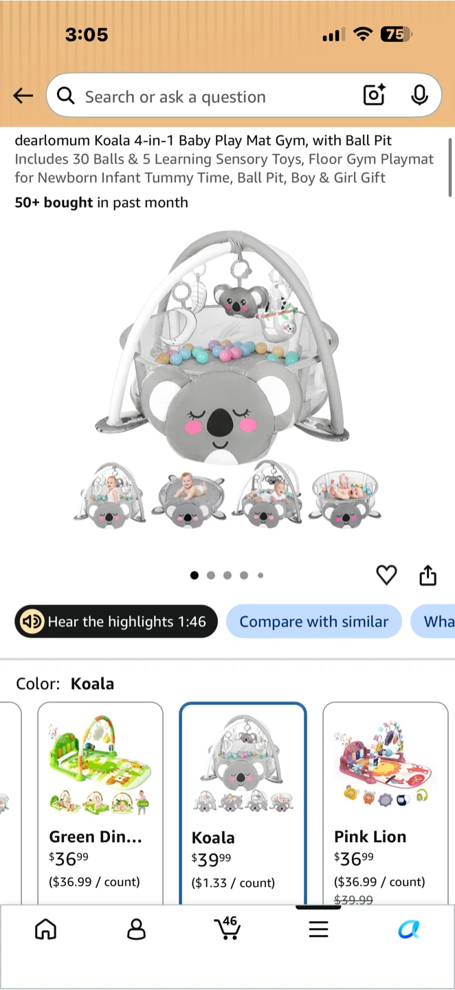 dearlomum Koala 4-in-1 Baby Play Mat Gym