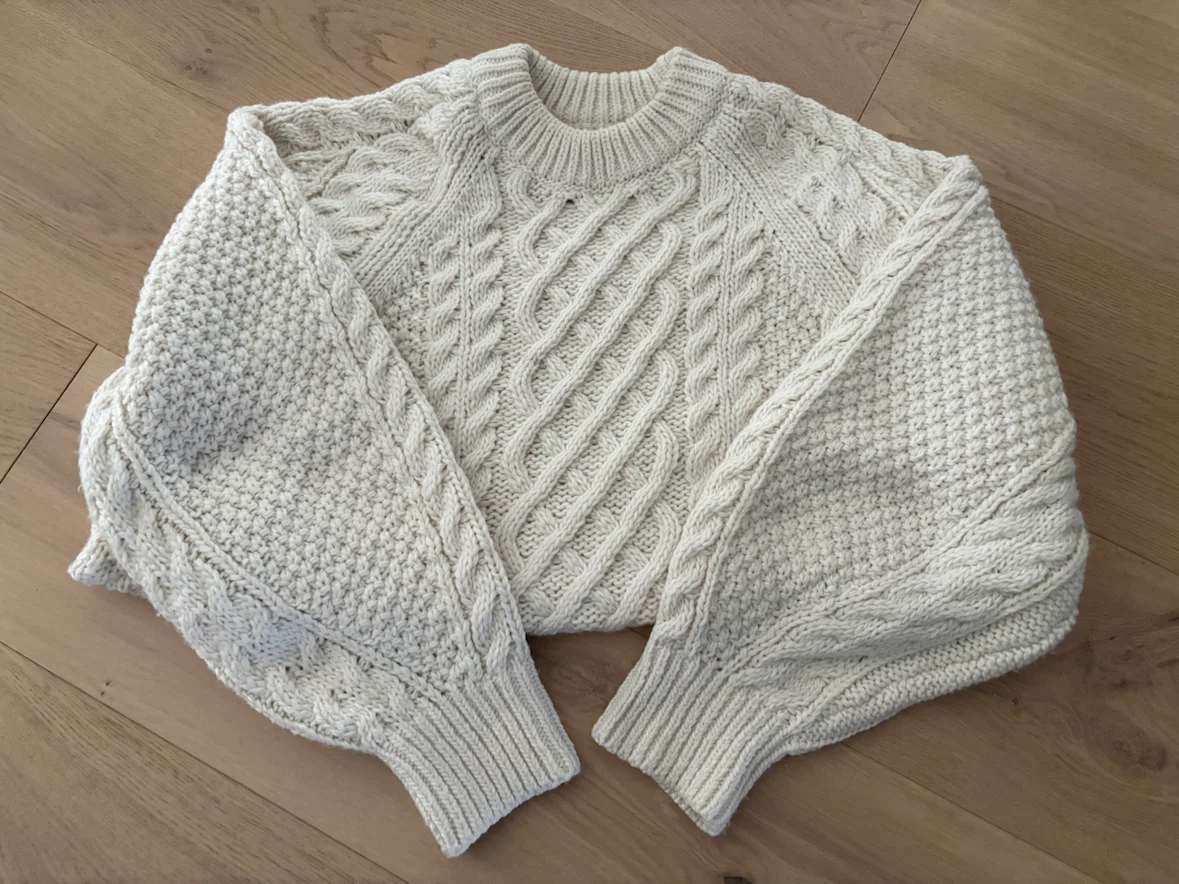 H&M Soft Chunky Cable-Knit Sweater, Cream, Oversized Fit, Size L - photo 3