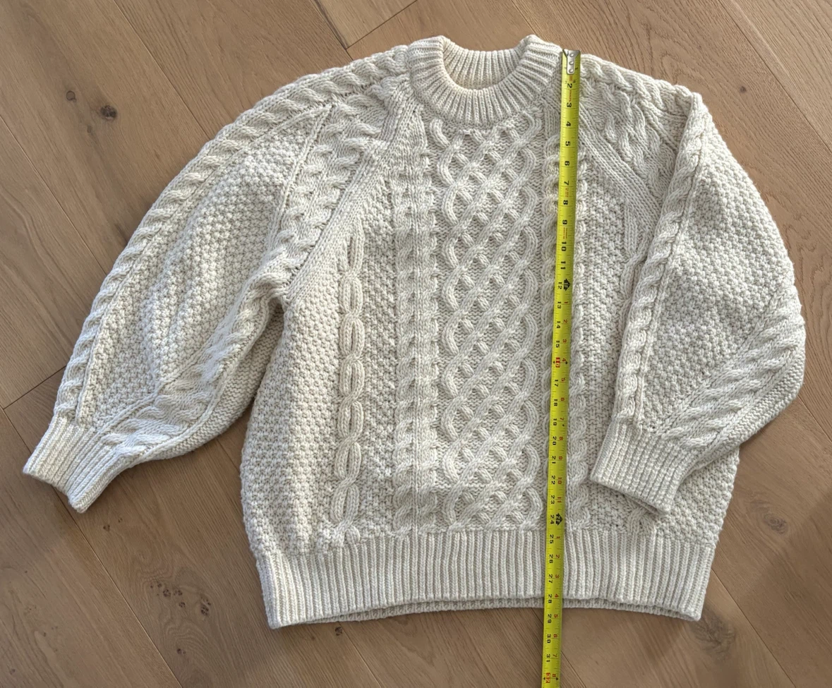 H&M Soft Chunky Cable-Knit Sweater, Cream, Oversized Fit, Size L - photo 5