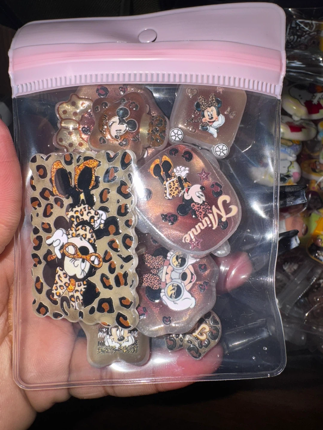 Minnie Mouse Leopard Print Shoe Charms Set
