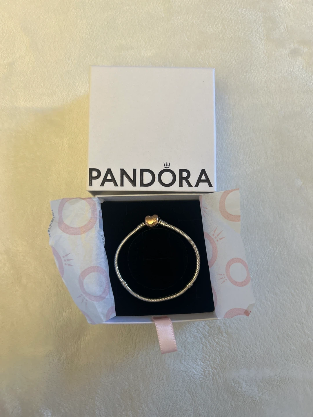 Pandora Silver Bracelet with Heart Clasp