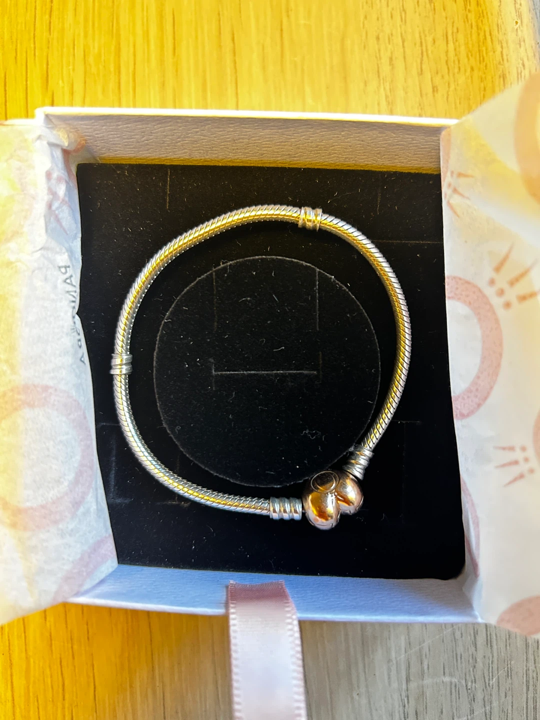 Pandora Silver Bracelet with Heart Clasp - photo 2