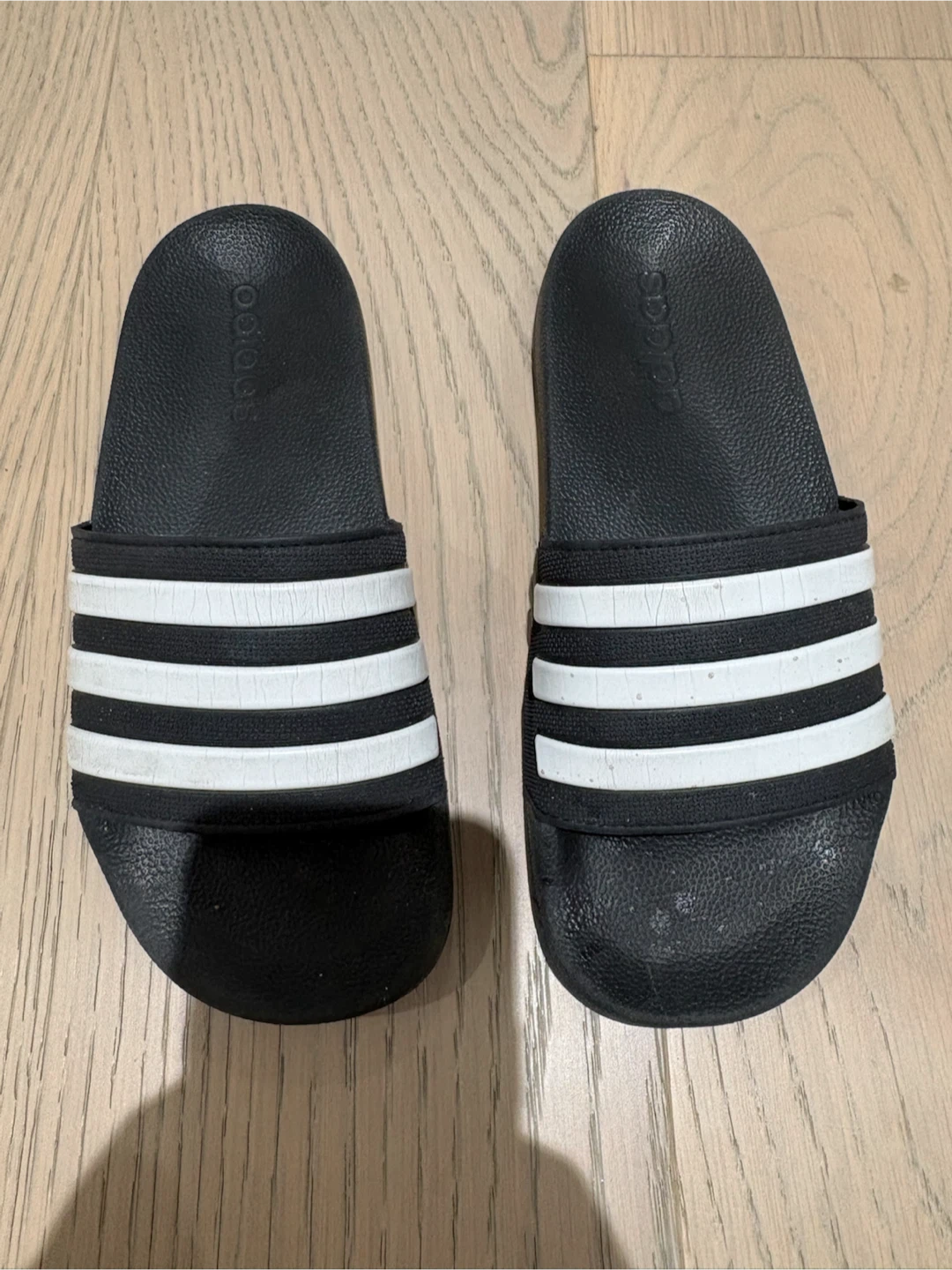 Adidas Slides Black and White - kids size 4