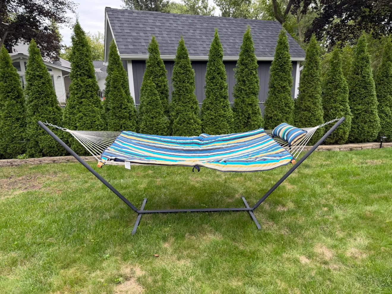 Double Hammock w/ Stand, Quilted Pad & Pillow – Complete Set - photo 2
