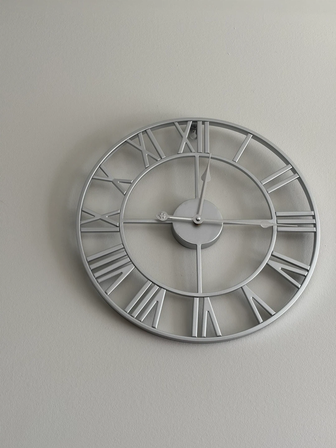 Silver Metal Roman Numeral Wall Clock