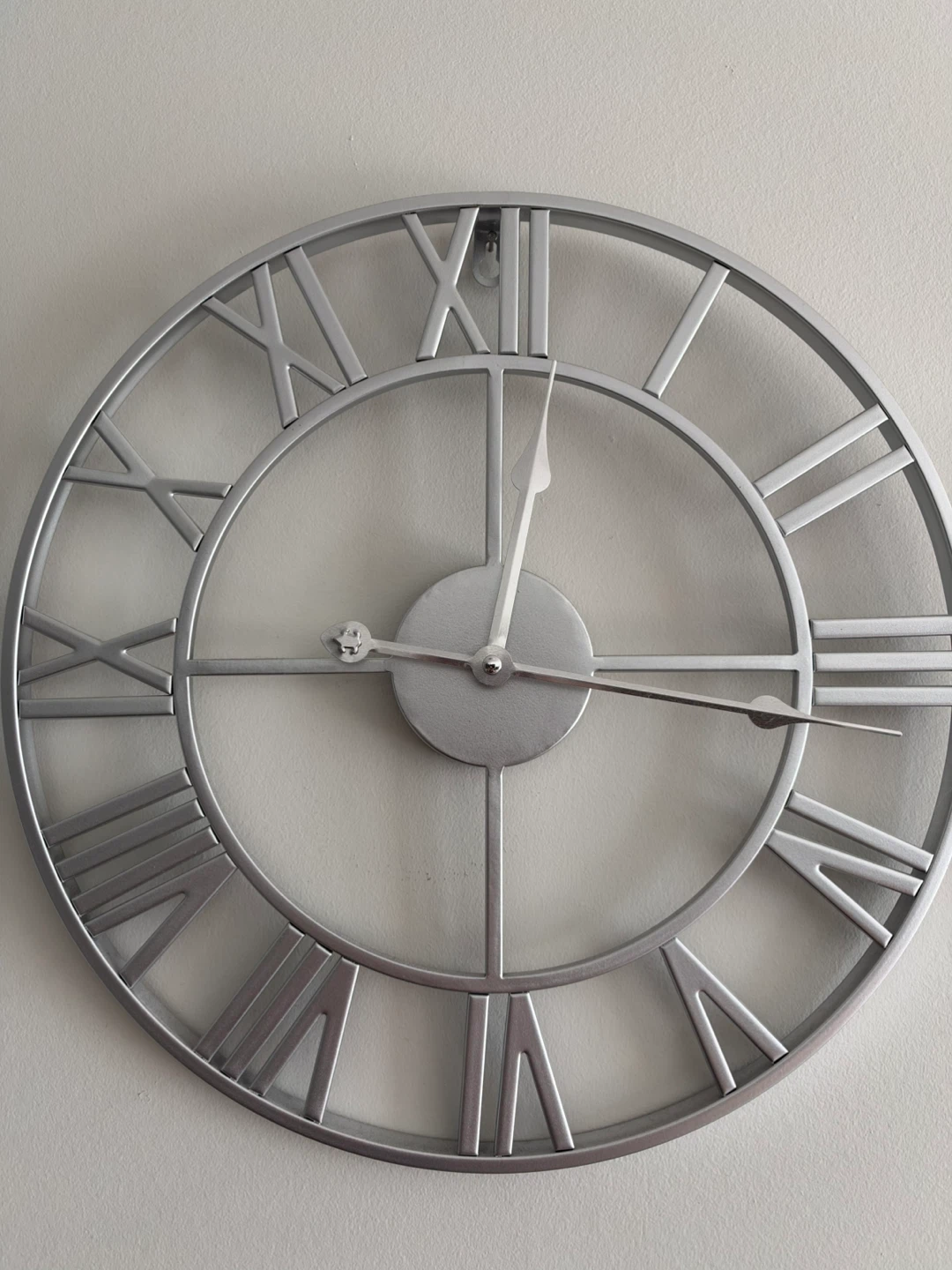 Silver Metal Roman Numeral Wall Clock - photo 2