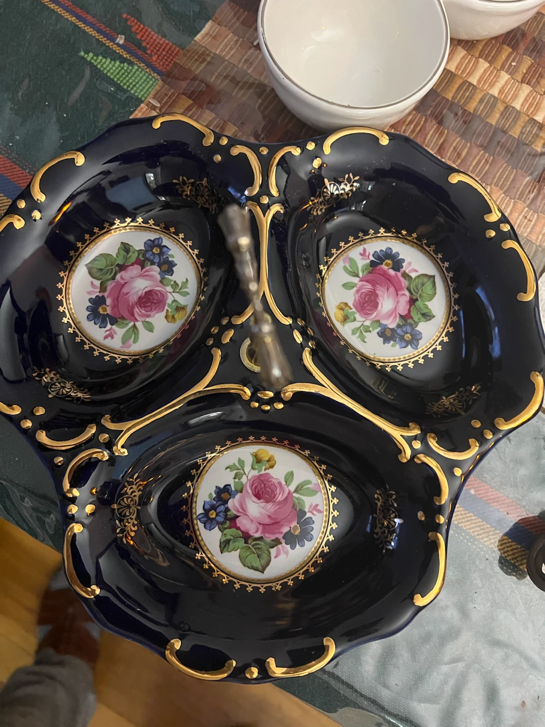 Vintage Three-Section Serving Dish with Floral Design - photo 3