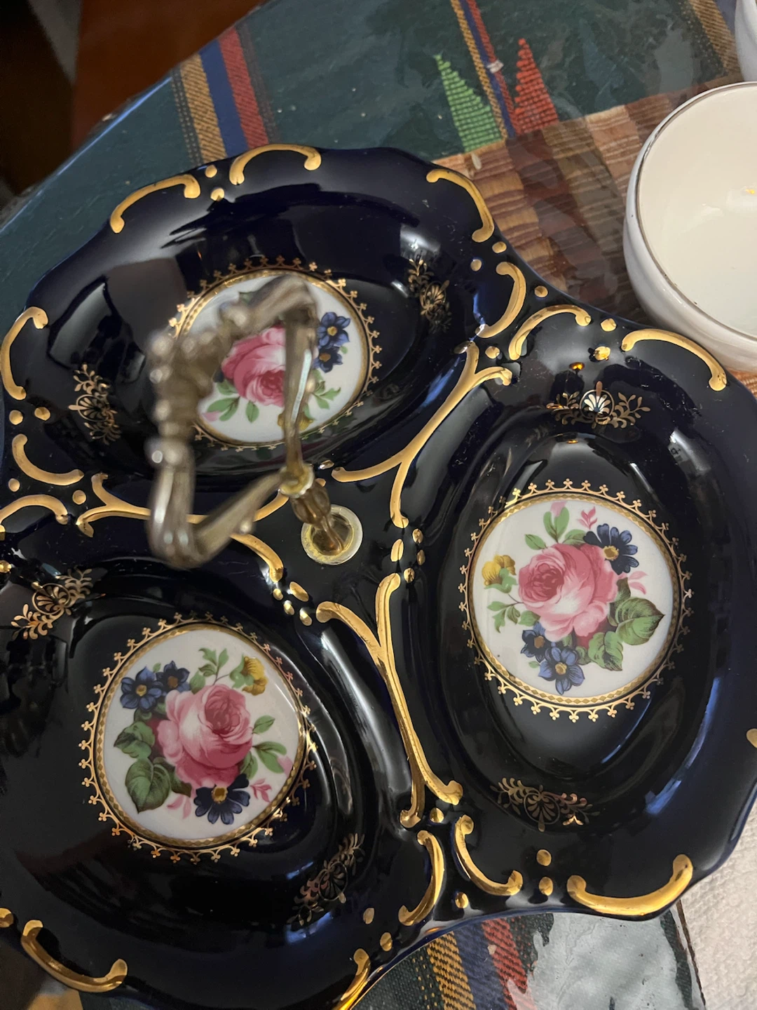 Vintage Three-Section Serving Dish with Floral Design - photo 5