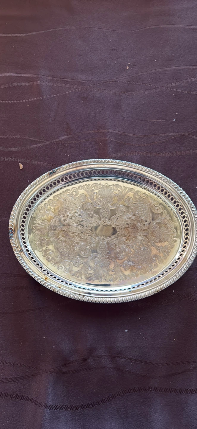 Vintage Oval Silver-Plated Serving Tray