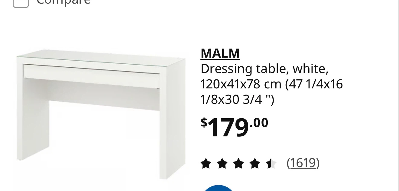 IKEA MALM Dressing Table in White