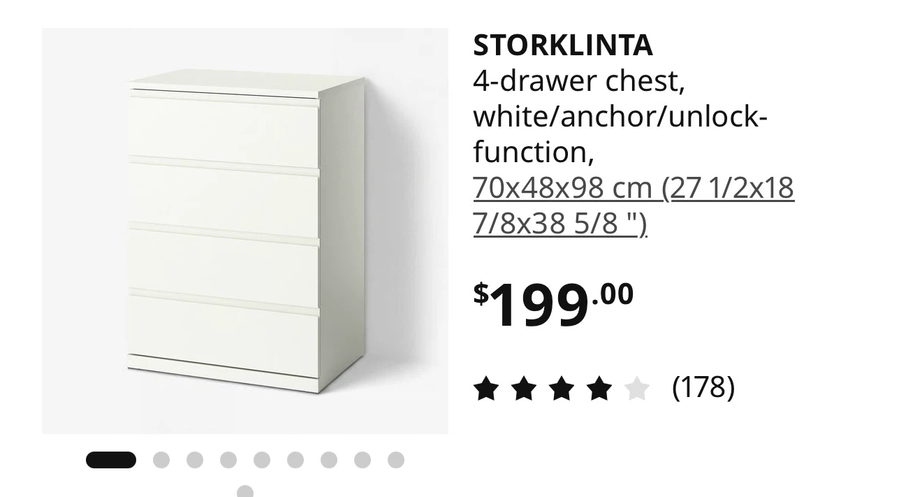 IKEA STORKLINTA 4-Drawer Chest White