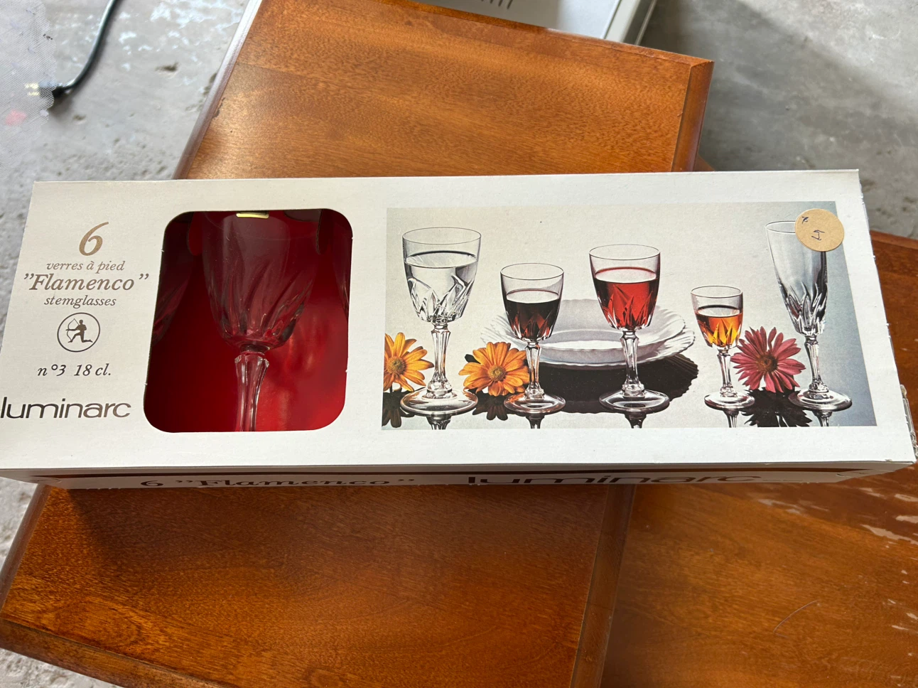 Five boxes of Luminarc Flamenco Stemglasses Set of 6