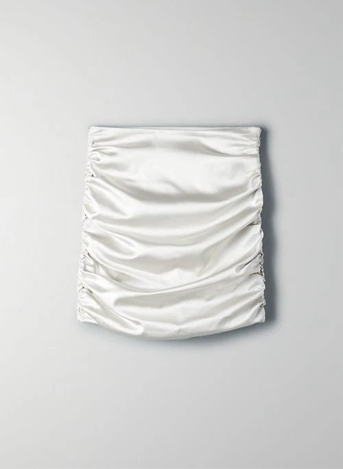 Brand New Aritzia Wilfred Zadie Satin Ruched Mini Skirt – Size 0