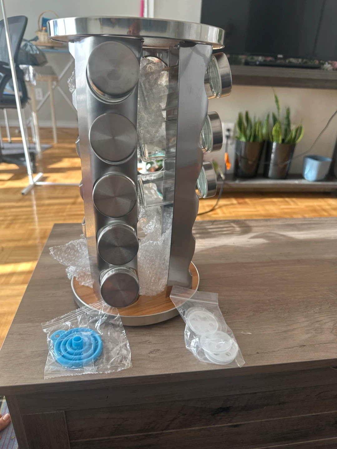 Rotating Spice Rack with Glass Jars