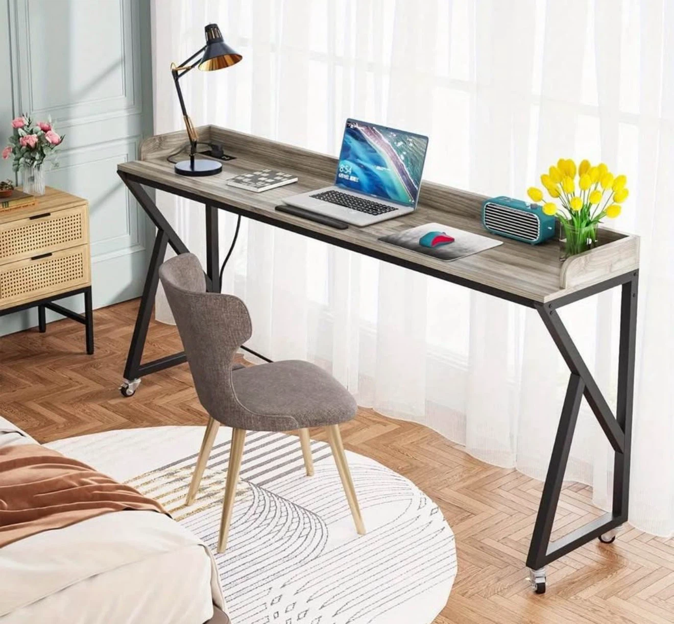 70” Rolling Overbed Laptop Desk / Computer Cart w/ Outlets & USB - photo 4