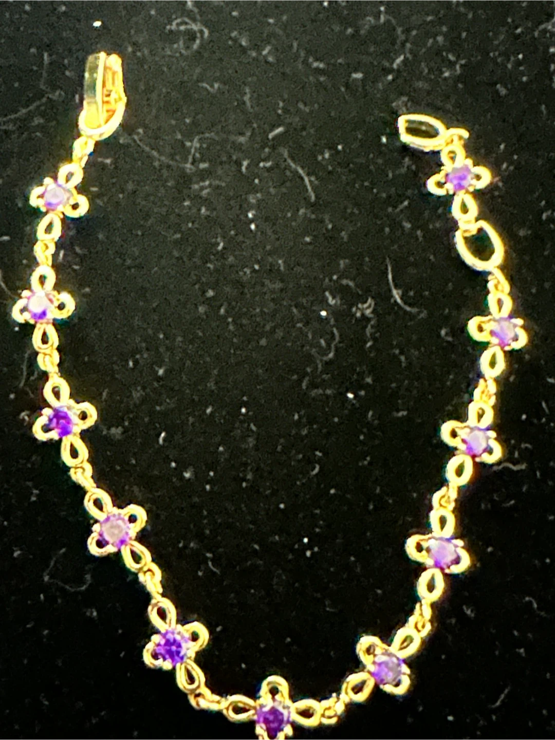 14k laminated Gold-tone Bracelet with Purple Stones