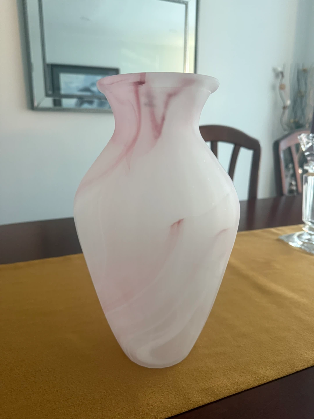 Pink and White Swirled Glass Vase made in Italy