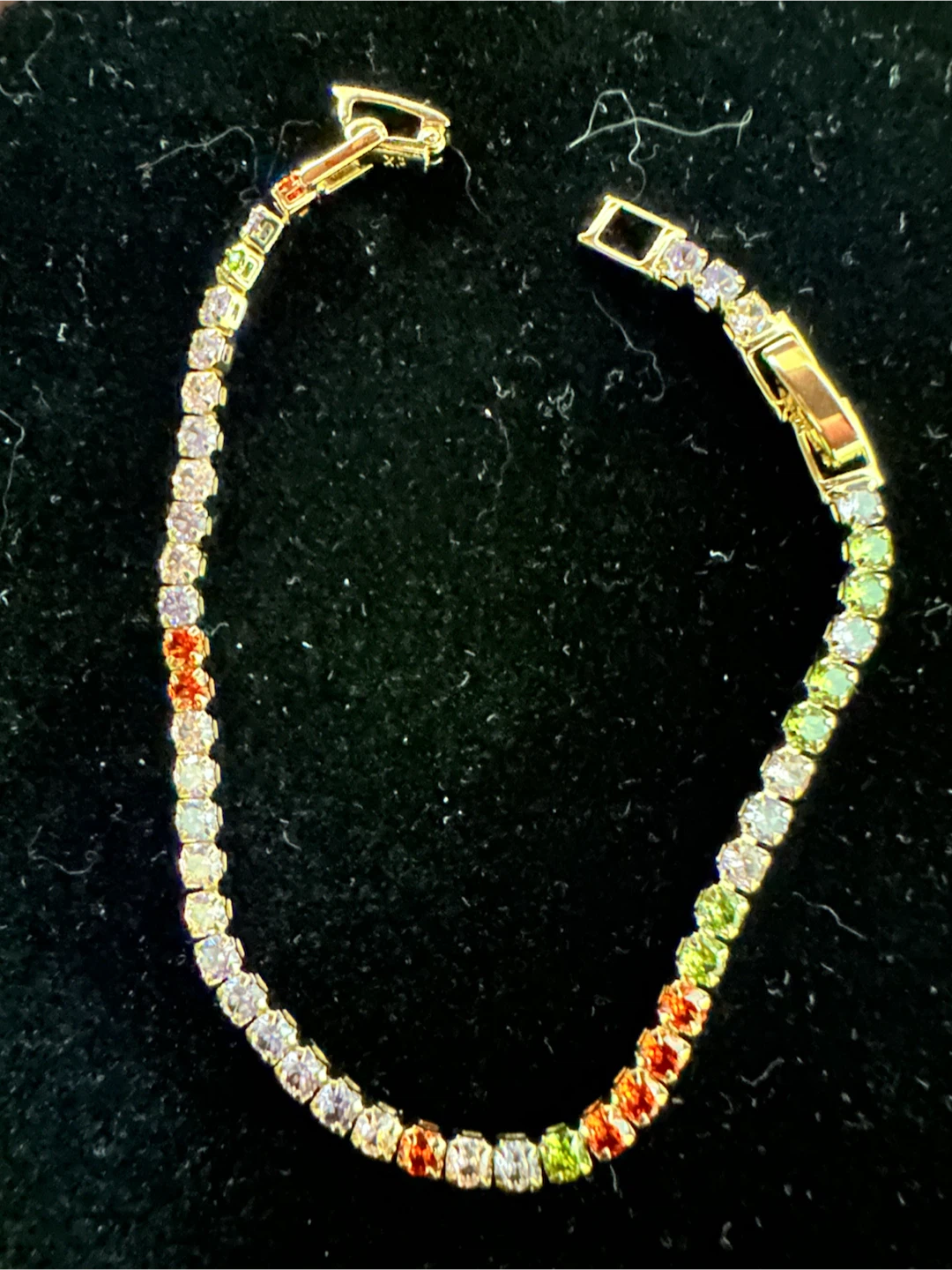 14k laminated Gold-Tone Multi-Color Tennis Bracelet
