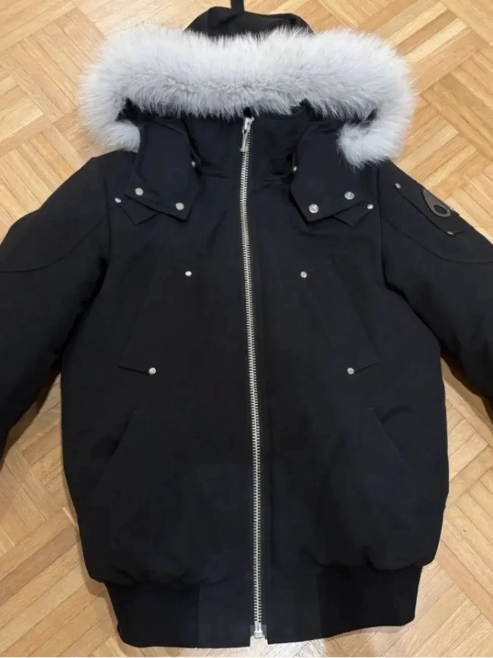 Moose Knuckles Black Bomber Jacket