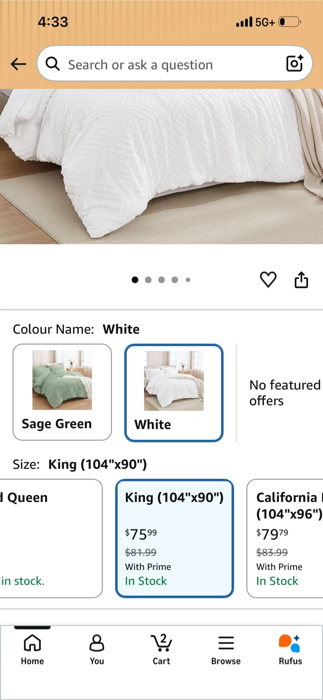 7-Piece King Size Tufted Comforter Set in White - photo 4