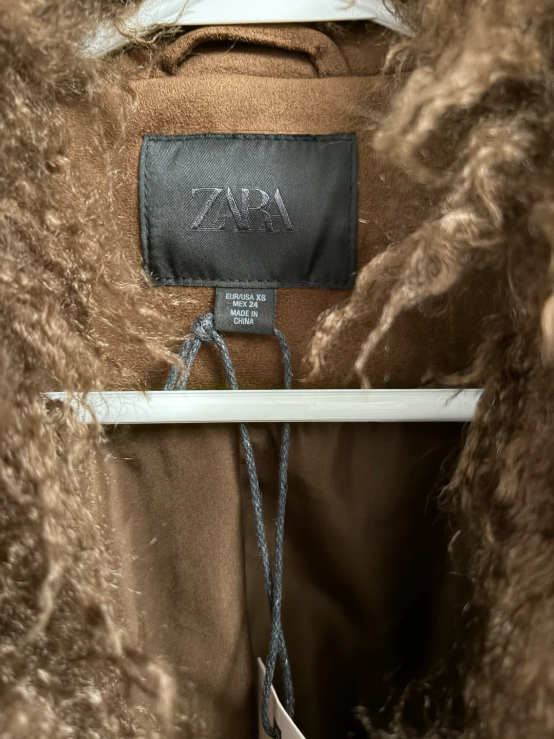 Zara Brown Faux Fur Trim Suede Jacket - photo 4