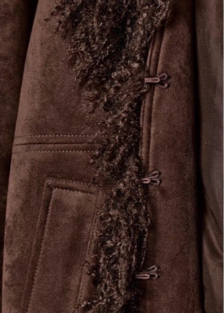 Zara Brown Faux Fur Trim Suede Jacket - photo 5