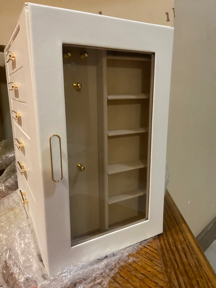 White jewelry box with drawers