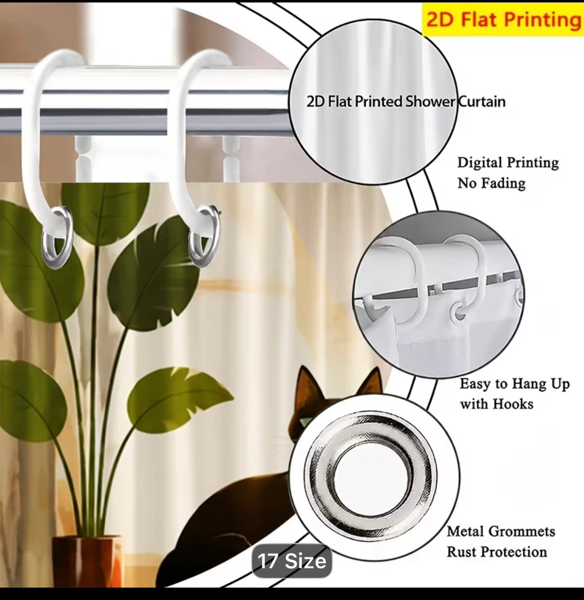 NEW: Mid-Century Modern Retro Cat Shower Curtain - photo 2