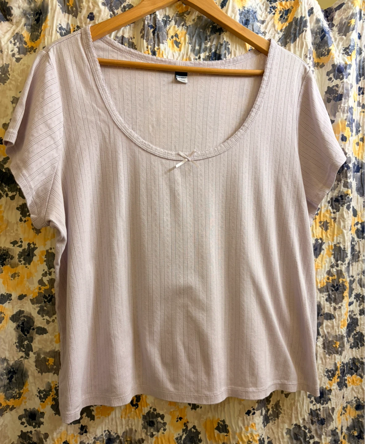 Lace-Trim Ribbed Pointelle T-Shirt, 3X - photo 3