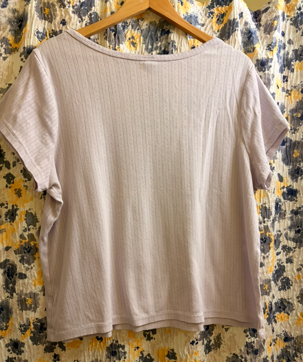 Lace-Trim Ribbed Pointelle T-Shirt, 3X - photo 4