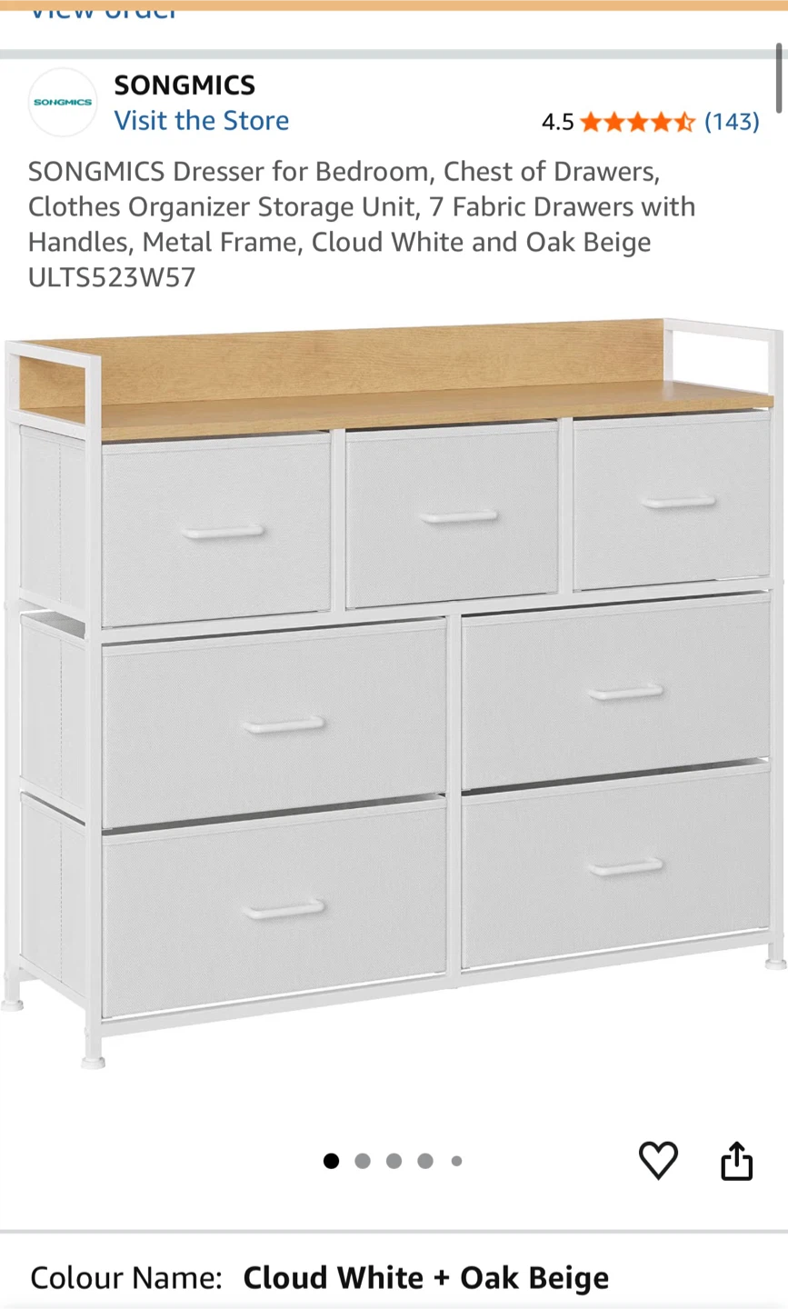 7-Drawer Dresser - White and Oak Beige