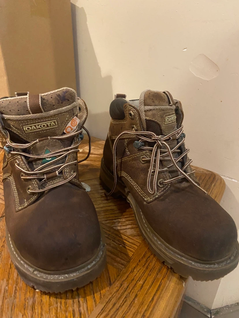 Dakota Brown Leather Work Boots Size 6.5W - photo 2