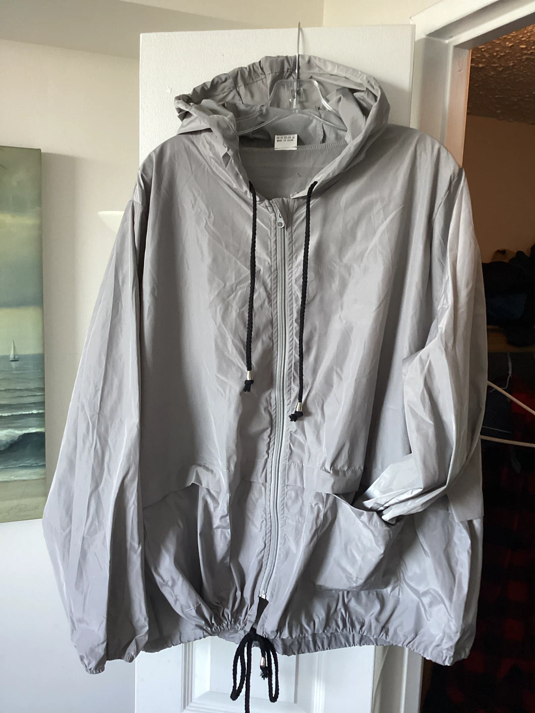 Silver/Grey Lightweight hooded Rain Jacket - 2XL