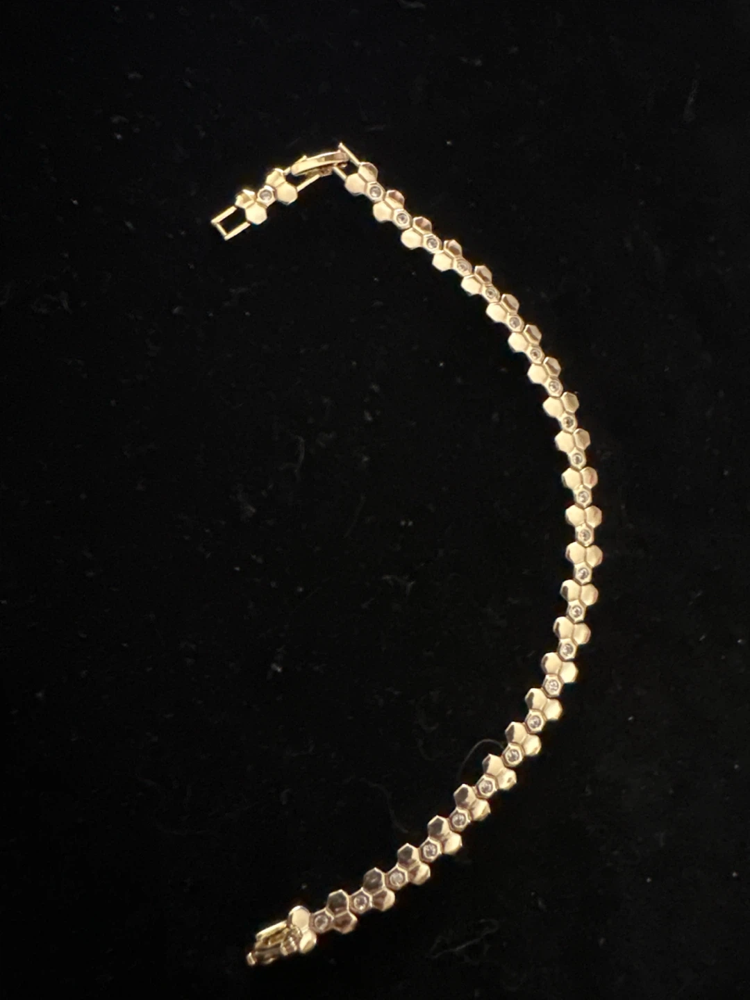 14k laminated Gold-Tone Honeycomb Link Bracelet with Rhinestones - photo 2