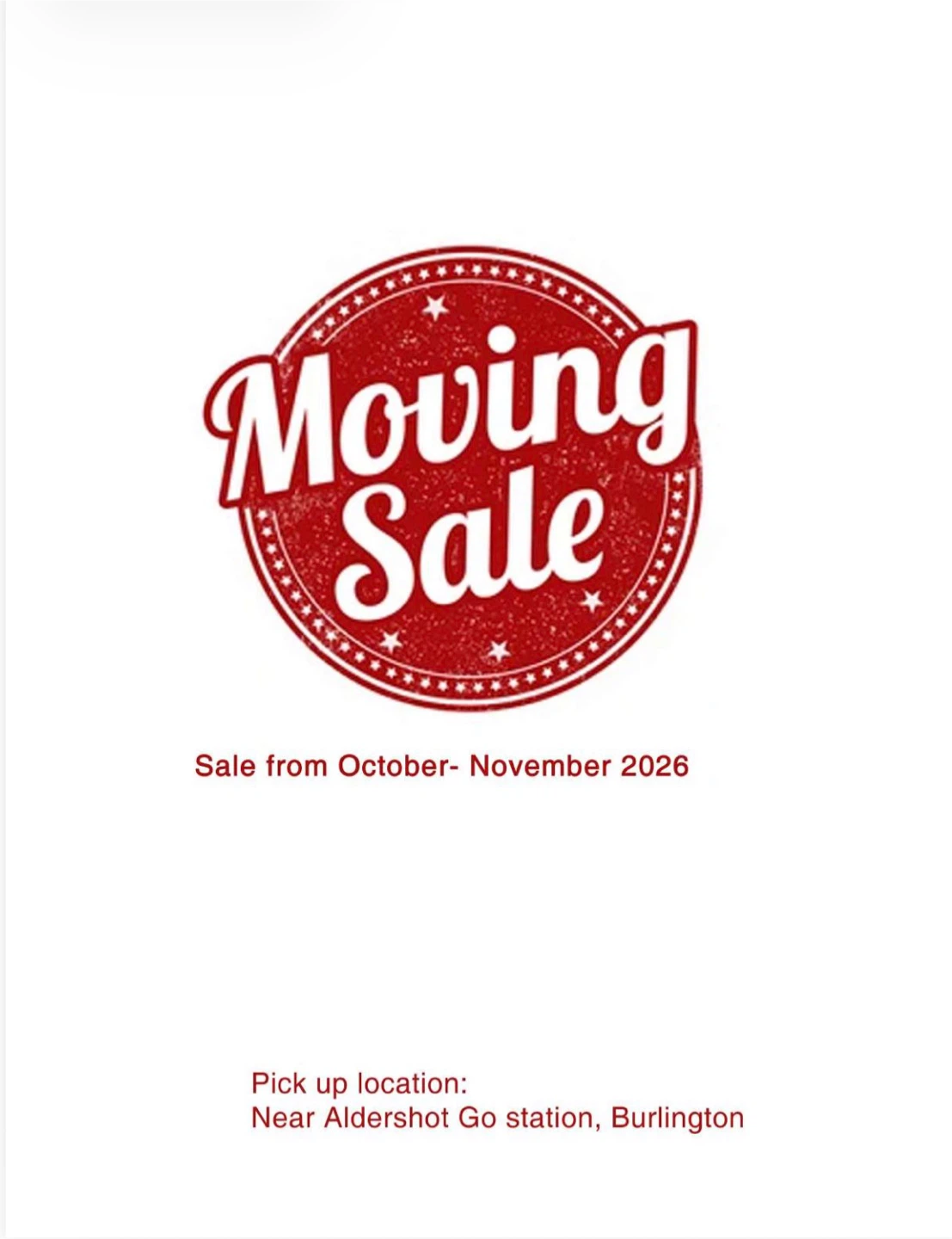 Moving out sale